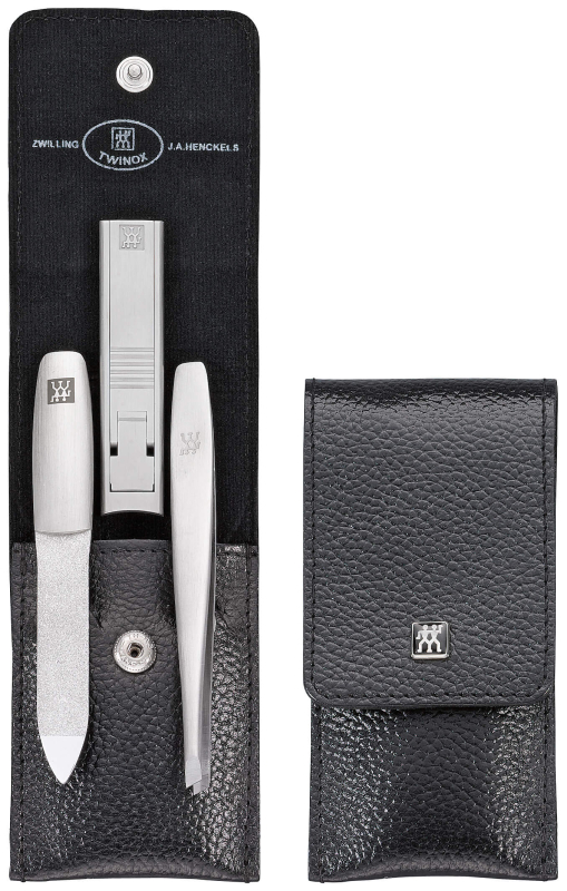  Zwilling Twinox manicure set, black leather case, 3 pieces