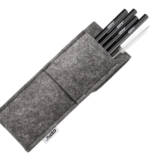 Zestaw 4 czarnych słomek w etui Gefu Future - 3