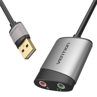Zewnętrzna karta dźwiękowa USB Vention CDKHB TRS 3.5mm 0,15m (szara) - 2