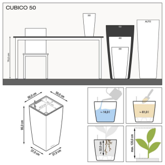  Lechuza Cubico Premium 22 flowerpot | 30 | 40 | 50 anthracite metallic - 7