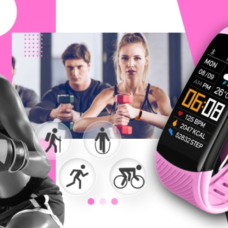 Smartwatch GIEWONT Czarno Różowy 2 Paski GW200-4 - 5