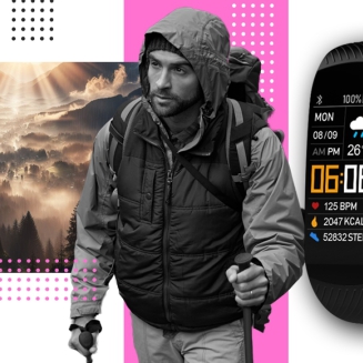 Smartwatch GIEWONT Czarno Różowy 2 Paski GW200-4 - 10