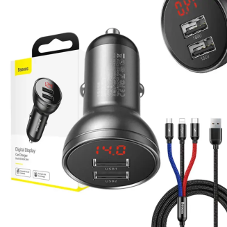  BASEUS set car charger 24W + 3-in-1 USB cable 1.2m - 4