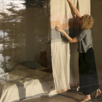 Obrus-koc Lapuan Kankurit RUOSTE linen-rust-grey 150x260 cm - 4