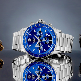Zegarek Męski Giewont Chronograph Sapphire Srebrno Niebieski GW3520-B3 - 5