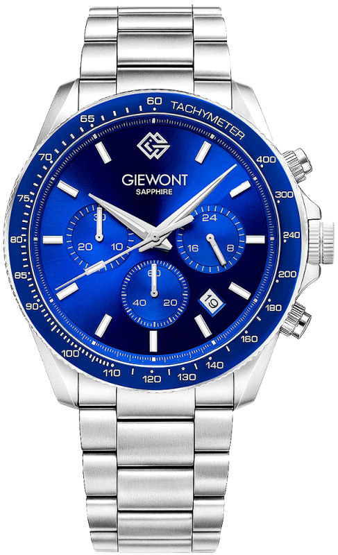Zegarek Męski Giewont Chronograph Sapphire Srebrno Niebieski GW3520-B3