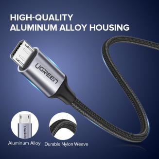 Kabel USB do Micro USB UGREEN US290 QC 3.0 2.4A 0.25m (czarny) - 7