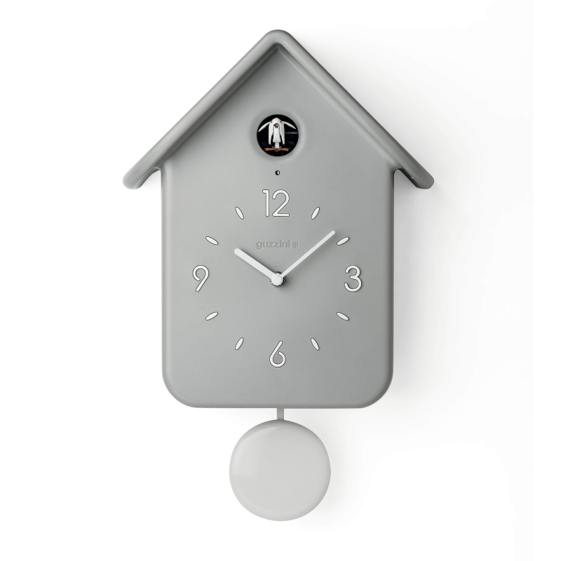  Guzzini QQ gray wall clock with cuckoo and pendulum