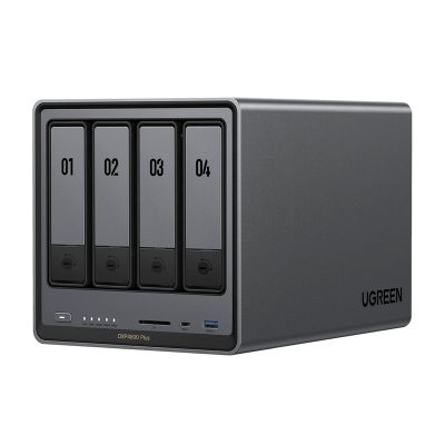 Serwer plików NAS Ugreen DXP4800 Plus, 4-dyskowy, Intel 8505, 8GB DDR5, 10GbE + 2.5GbE, 4K HDMI, SD 3.0