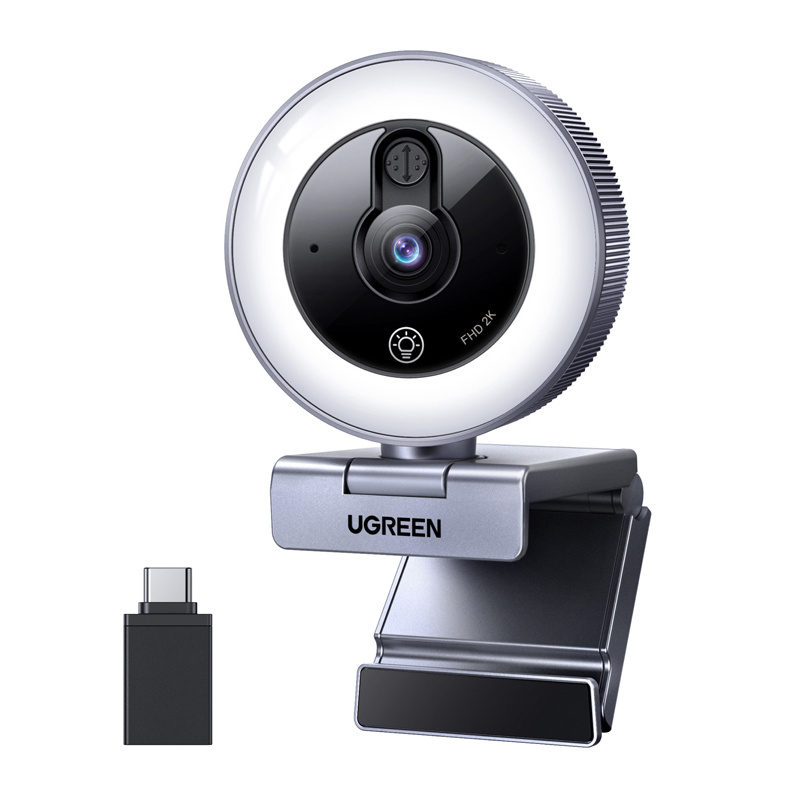  Ugreen CM910 Webcam, 2K, 30FPS, USB, LED Lighting, Built-in Microphone