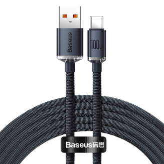 Kabel BASEUS Crystal Shine USB-A-USB-C 2m 100W (czarny) - 2