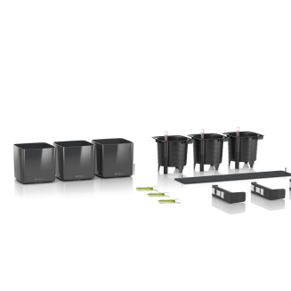 Donica ścienna Lechuza Cube Glossy Home Kit antracyt połysk - 2