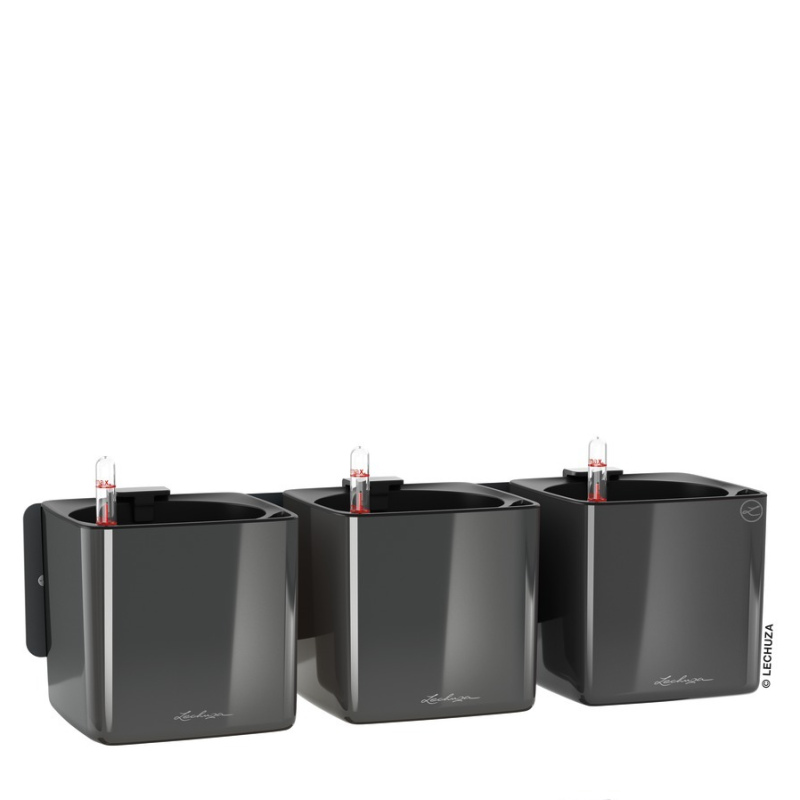  Lechuza Cube Glossy Home Kit wall flowerpot, glossy anthracite