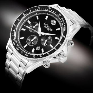 Zegarek Męski Giewont Chronograph Sapphire Srebrno Czarny GW3520-B2 - 2