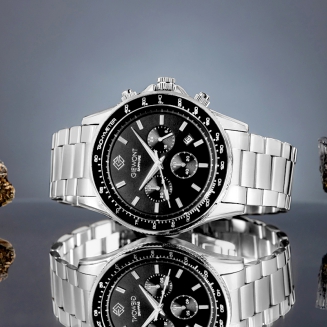 Zegarek Męski Giewont Chronograph Sapphire Srebrno Czarny GW3520-B2 - 5