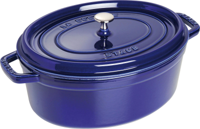  Staub oval cast iron pot - 4.2 ltr, blue