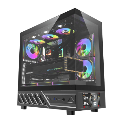  DarkFlash DS950V Computer Case with Display (Black) + 6 Fans