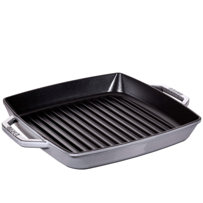 Żeliwna patelnia grillowa Staub z dwoma uchwytami 28 cm graphite grey | CENA SPECJALNA