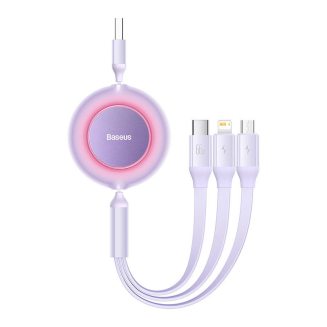 Kabel USB 3w1 Baseus Bright Mirror 3, micro USB / Lightning / USB-C, 66W / 2A, 1.1m (fioletowy) - 2