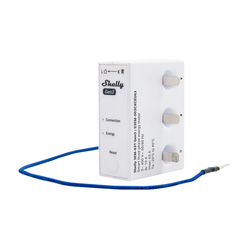  SHELLY 3EM-63T Gen3 Wi-Fi Energy Meter (Flat Clamp)