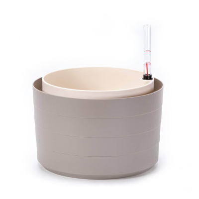 Donica samo-nawadniająca okrągła Urbalive Berberis jasnoszary 26 cm