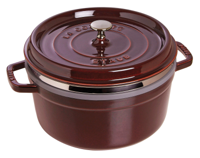  Round cast iron pot with Staub insert - Grenadine, 5.25 ltr