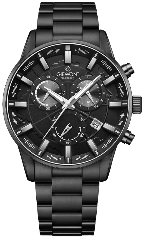 Zegarek Męski Giewont Chronograph Sapphire Czarny GW4580-B1