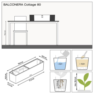 Donica Lechuza Balconera Cottage 50 | 80 grafitowy czarny - 6