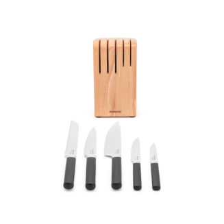  Set of 5 knives in a Brabantia Profile wooden block - 5