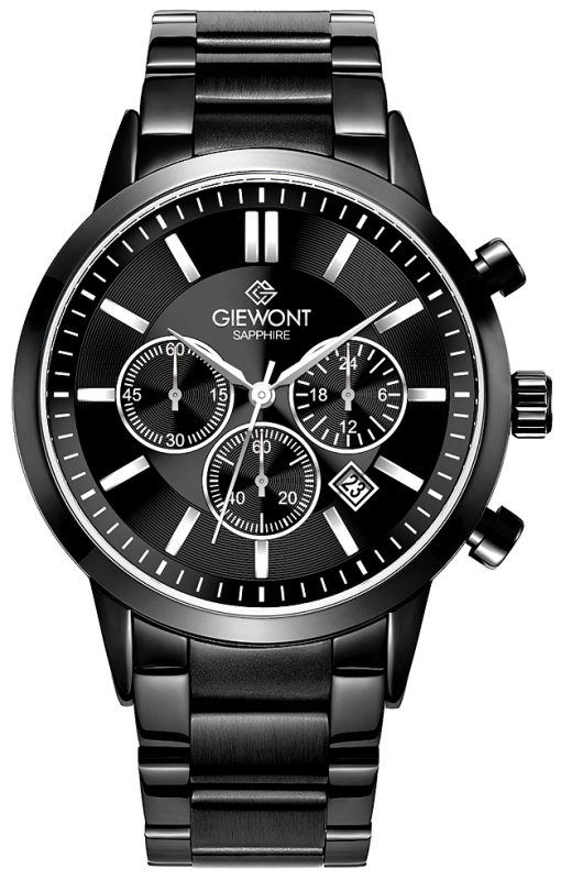 Zegarek Męski Giewont Chronograph Sapphire Czarny GW8510-B2