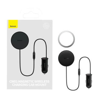 Magnetyczny uchwyt samochodowy Baseus CW01 do kratki z ładowarką USB-C, 15W + 25W (czarny) - 2