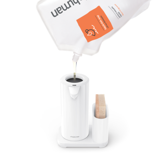 Dozownik bezdotykowy z akumulatorem i pojemnikiem na akcesoria Simplehuman biały - 2