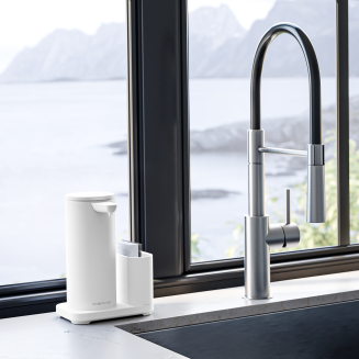 Dozownik bezdotykowy z akumulatorem i pojemnikiem na akcesoria Simplehuman biały - 5