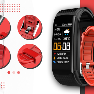 Smartwatch GIEWONT Czarno Czerwony 2 Paski GW200-1 - 4