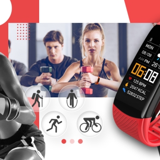 Smartwatch GIEWONT Czarno Czerwony 2 Paski GW200-1 - 5