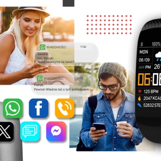 Smartwatch GIEWONT Czarno Czerwony 2 Paski GW200-1 - 8