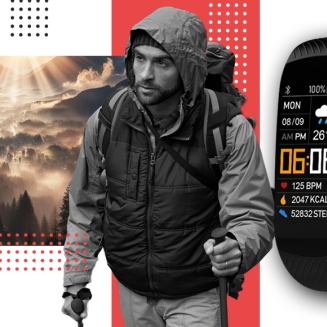 Smartwatch GIEWONT Czarno Czerwony 2 Paski GW200-1 - 10