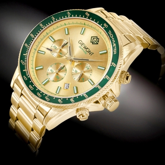 Zegarek Męski Giewont Chronograph Sapphire Złoto Zielony GW3520-B6 - 2