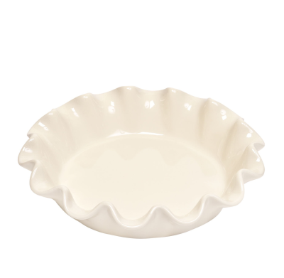 Naczynie do pieczenia z falbaną Emile Henry 27 cm kremowe