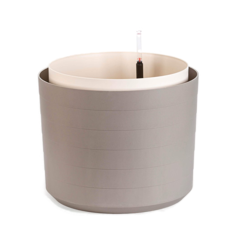 Duża donica samonawadniająca okrągła Plastia Berberis 55 cm jasnoszary