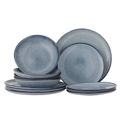Zestaw porcelany obiadowy Bloomingville Sandrine Blue 12 szt.
