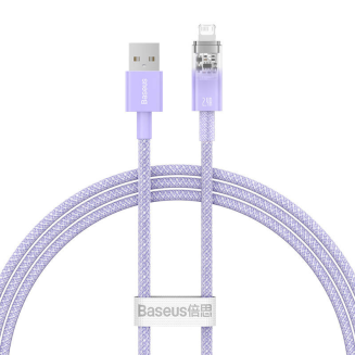 Kabel szybko ładujący Baseus USB-A do Lightning  Explorer Series 1m, 2.4A (fioletowy) - 2
