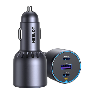 Ładowarka samochodowa UGREEN EC703 75W USB+2x USB-C (czarna)