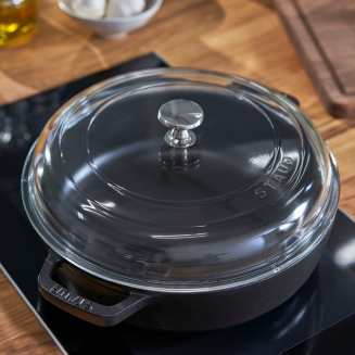 Patelnia żeliwna z dwoma uchwytami i pokrywą Staub 24 cm black - 4