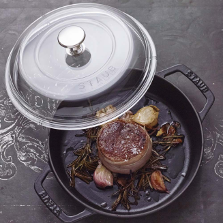 Patelnia żeliwna z dwoma uchwytami i pokrywą Staub 24 cm black - 3