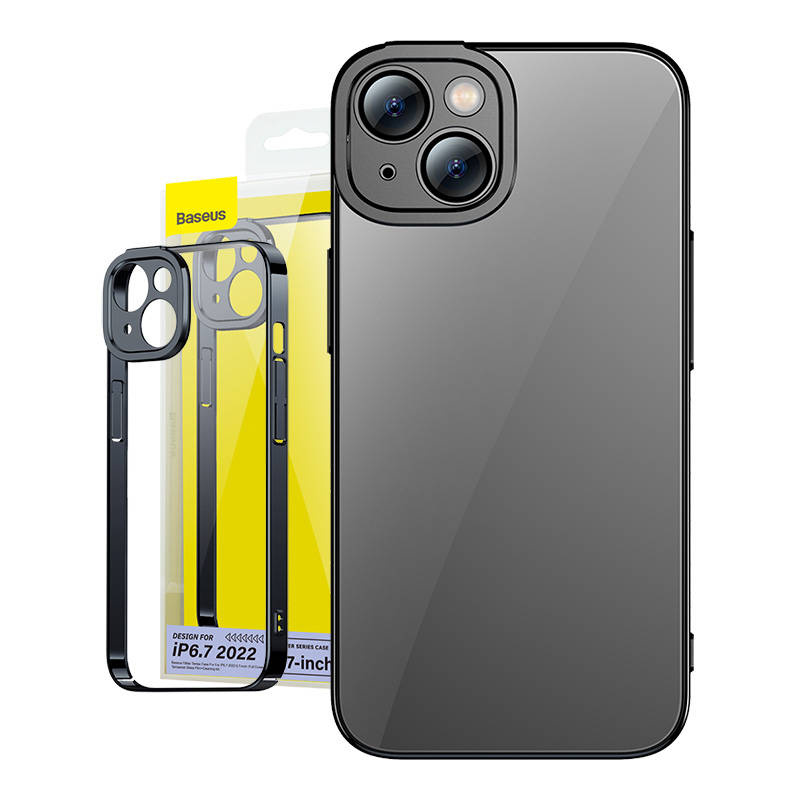 Zestaw ochronny BASEUS Glitter do iPhone 14 Plus etui+szkło (czarny)