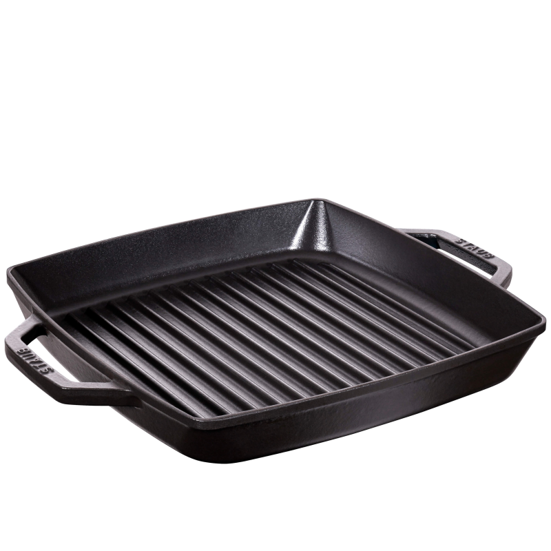  Staub square cast iron grill pan with two handles - 28 cm, Black