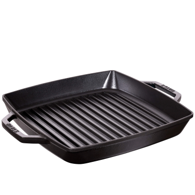 Żeliwna patelnia grillowa Staub z dwoma uchwytami 28 cm black | CENA BLACK WEEKS