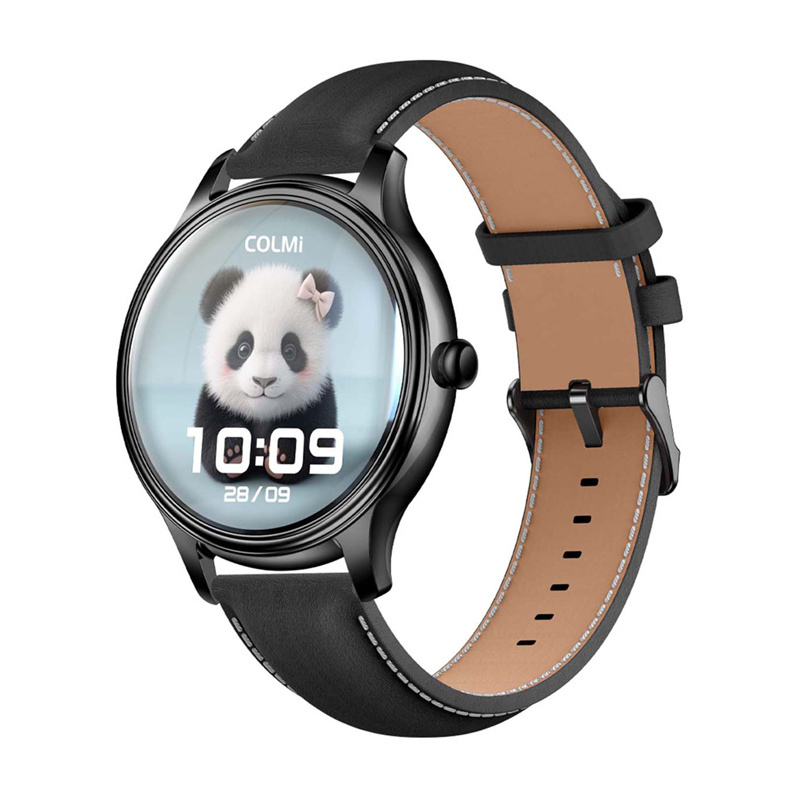 Smart Watch COLMI L28 (czarny silikon + czarny skórzany pasek)