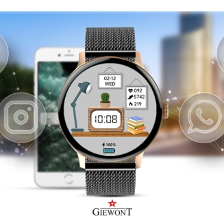 Smartwatch Damski GIEWONT Różowe Złoto Czarny GW330-4 - 14